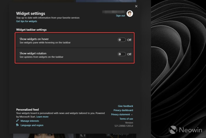 Microsoft windows 11 widget preview build test desktop web search