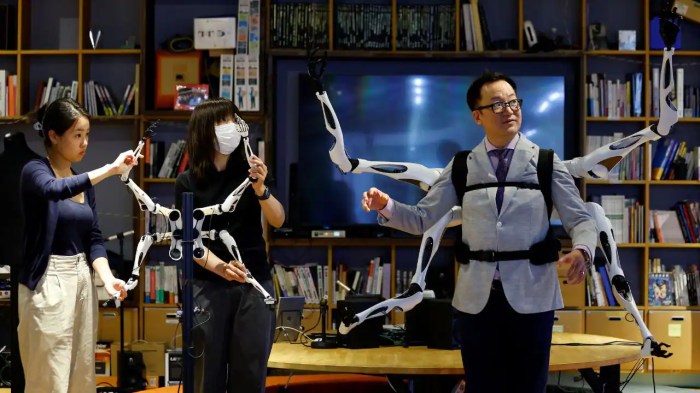 Metalimbs foot controlled robotic arms inami hiyama lab