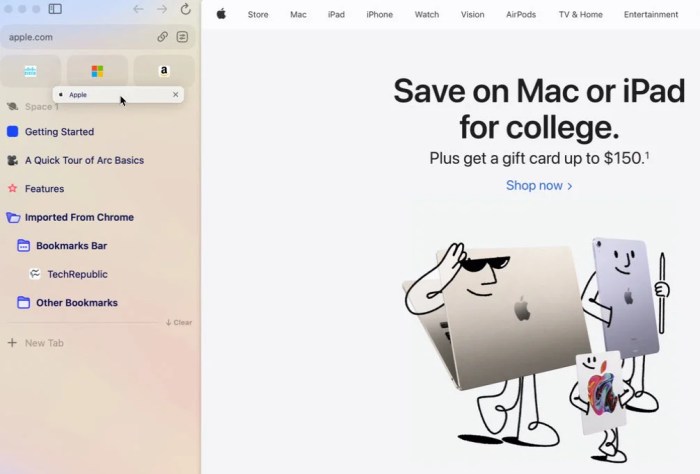 Arc browser iphone ios companion app mac