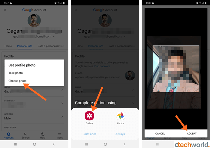 How change your google profile photo contacts app