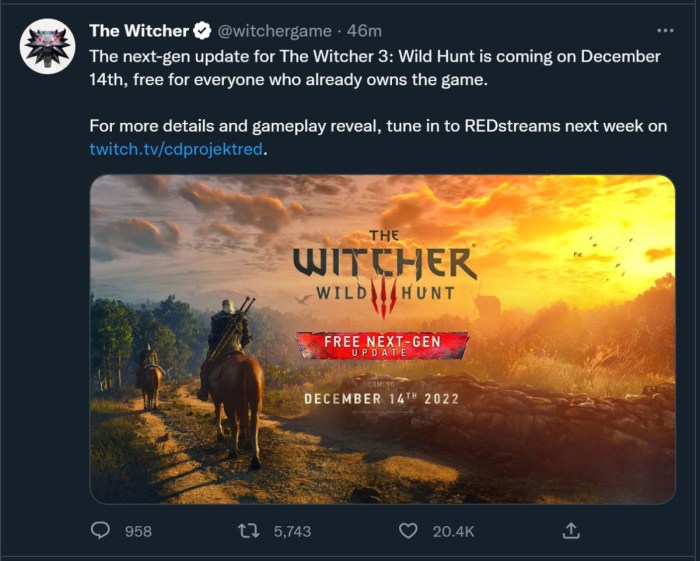 The witcher 3 next gen update ps5 xbox pc hands on