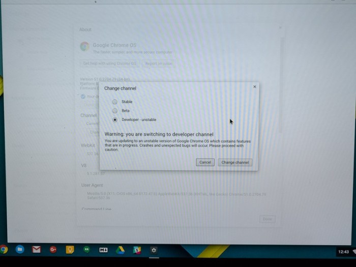 How switch your chromebook developer channel