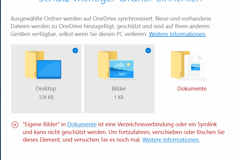 Microsoft onedrive folder protection feature