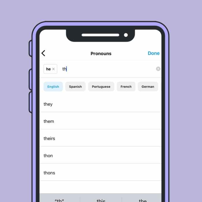 Twitter pronoun instagram app