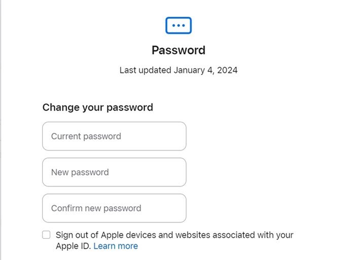 Apple id password change how to
