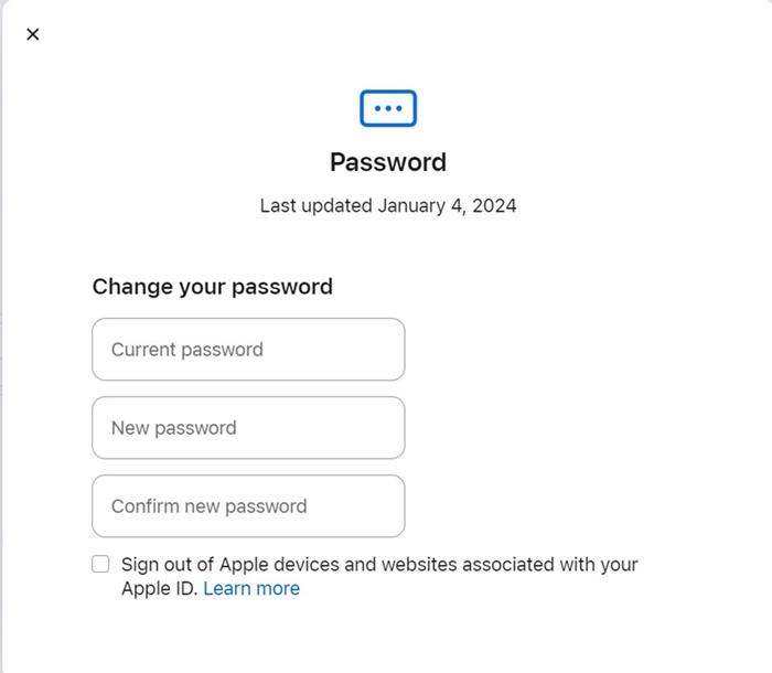 Apple id password change how to