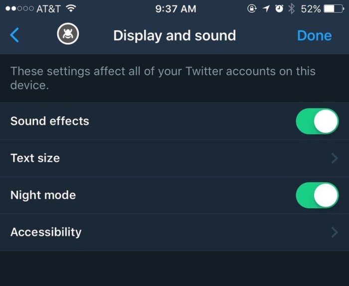 Twitter Adds Night Mode Option To iOS App - SlashGear Twitter night mode feature ios app update