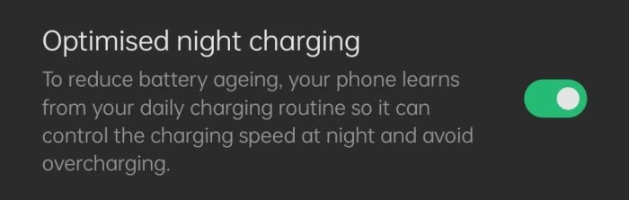 Oneplus optimized charging battery overnight overcharging percentage