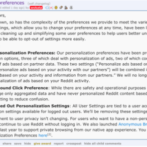 Reddit opt out personalized ads privacy update