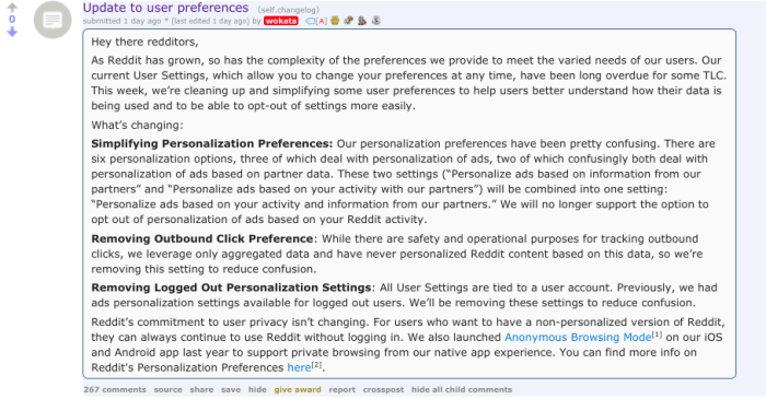 Reddit opt out personalized ads privacy update