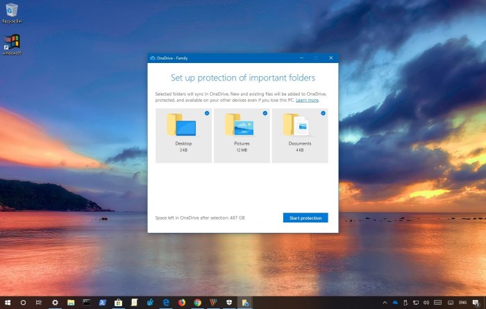 Microsoft onedrive folder protection feature