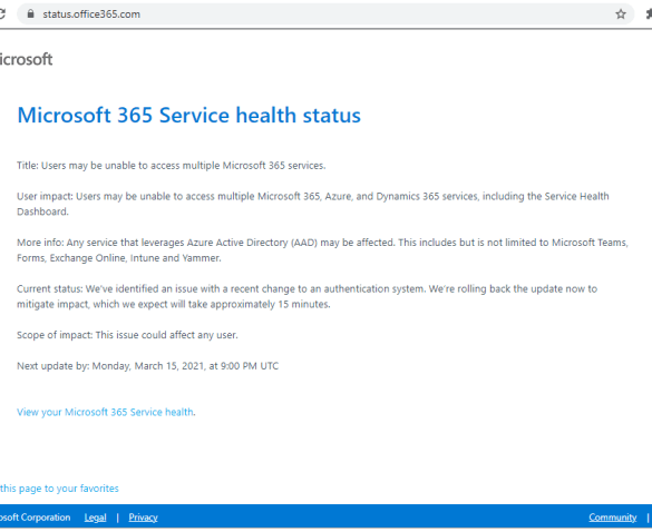 Microsoft teams down outage