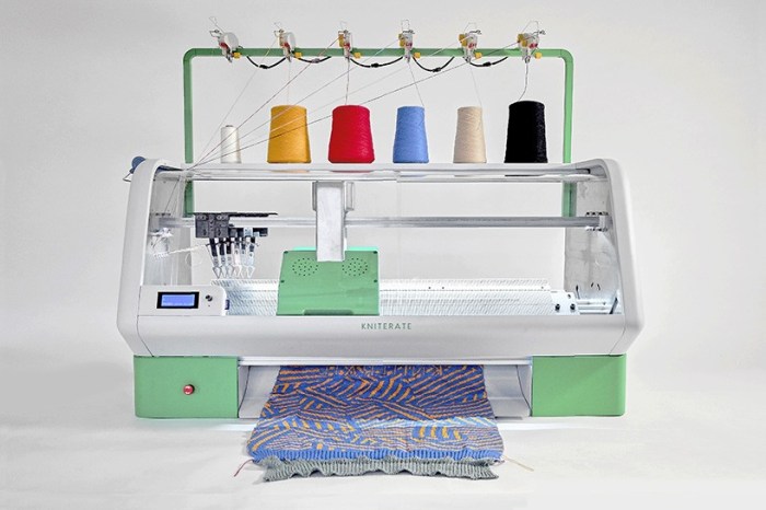 Machine knitting clothes 3d digital print printer design own machines clothing technology lets fashion designboom apparel custom printing use designs Kniterate digital knitting machine 3d print design stitches kickstarter
