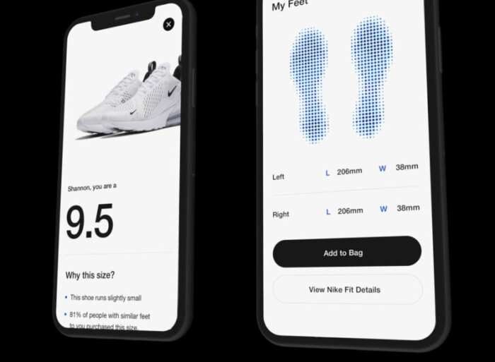 Nike fit new app ar measure feet shoe size online order augmented reality