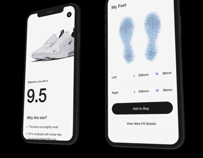 Nike fit new app ar measure feet shoe size online order augmented reality