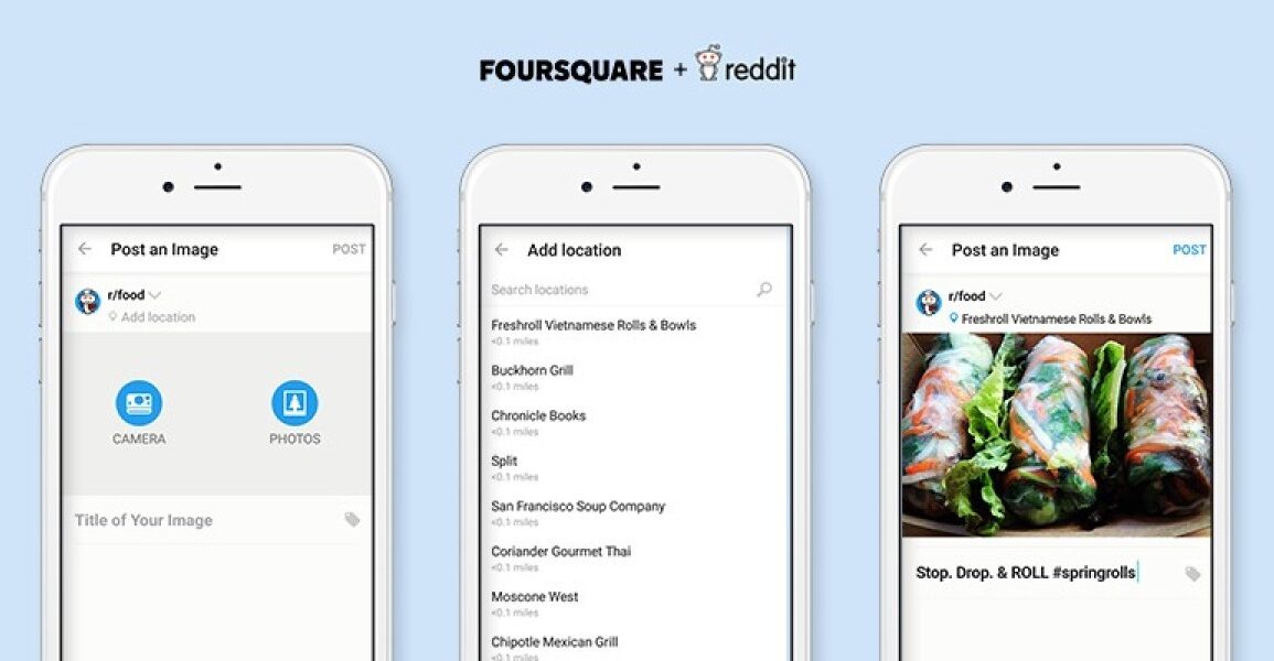 Reddit location tags mobile posts foursquare