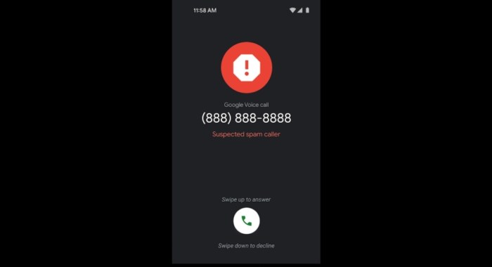 Google voice spam call warning enhanced protection