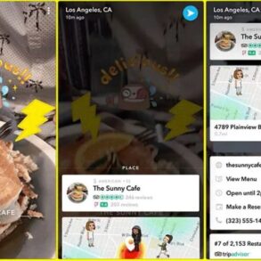 Snapchat context cards reviews reservations maps