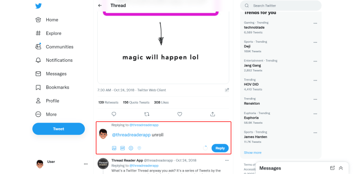 Twitter thread easier full text reading unroll how to