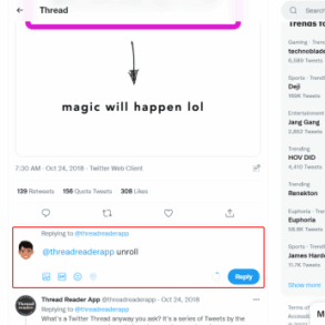 Twitter thread easier full text reading unroll how to