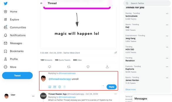 Twitter thread easier full text reading unroll how to