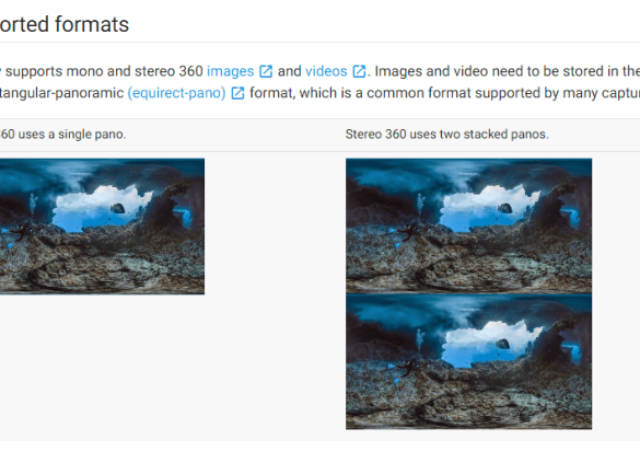 Google vr view 360 degree content embed